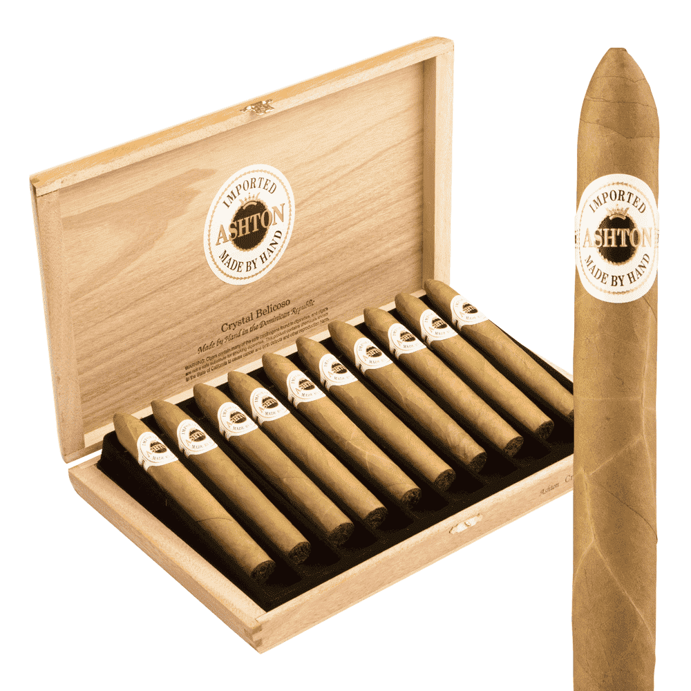 Ashton Crystal Belicoso Glass Tube 6x49 Natural hộp gỗ tuyết tùng 10 Glass Tubes