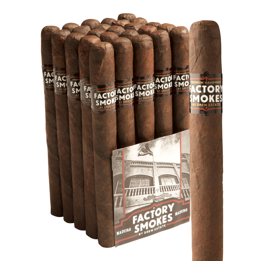 Factory Smokes by Drew Estate Churchill Maduro 7x50 Maduro bó 25