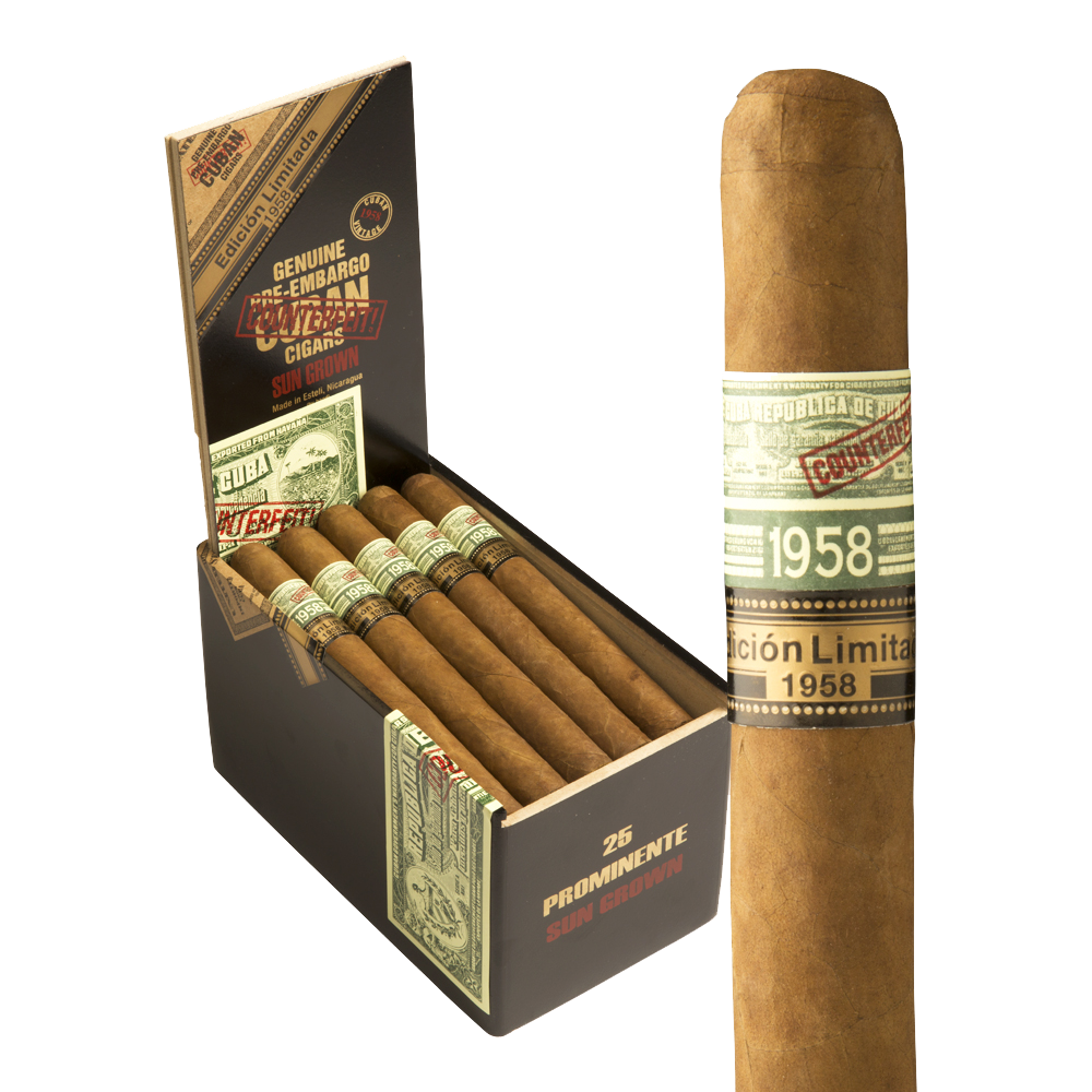 Genuine Pre-Embargo C.C. Sun Grown 1958 Prominente 7x52 EMS hộp 25