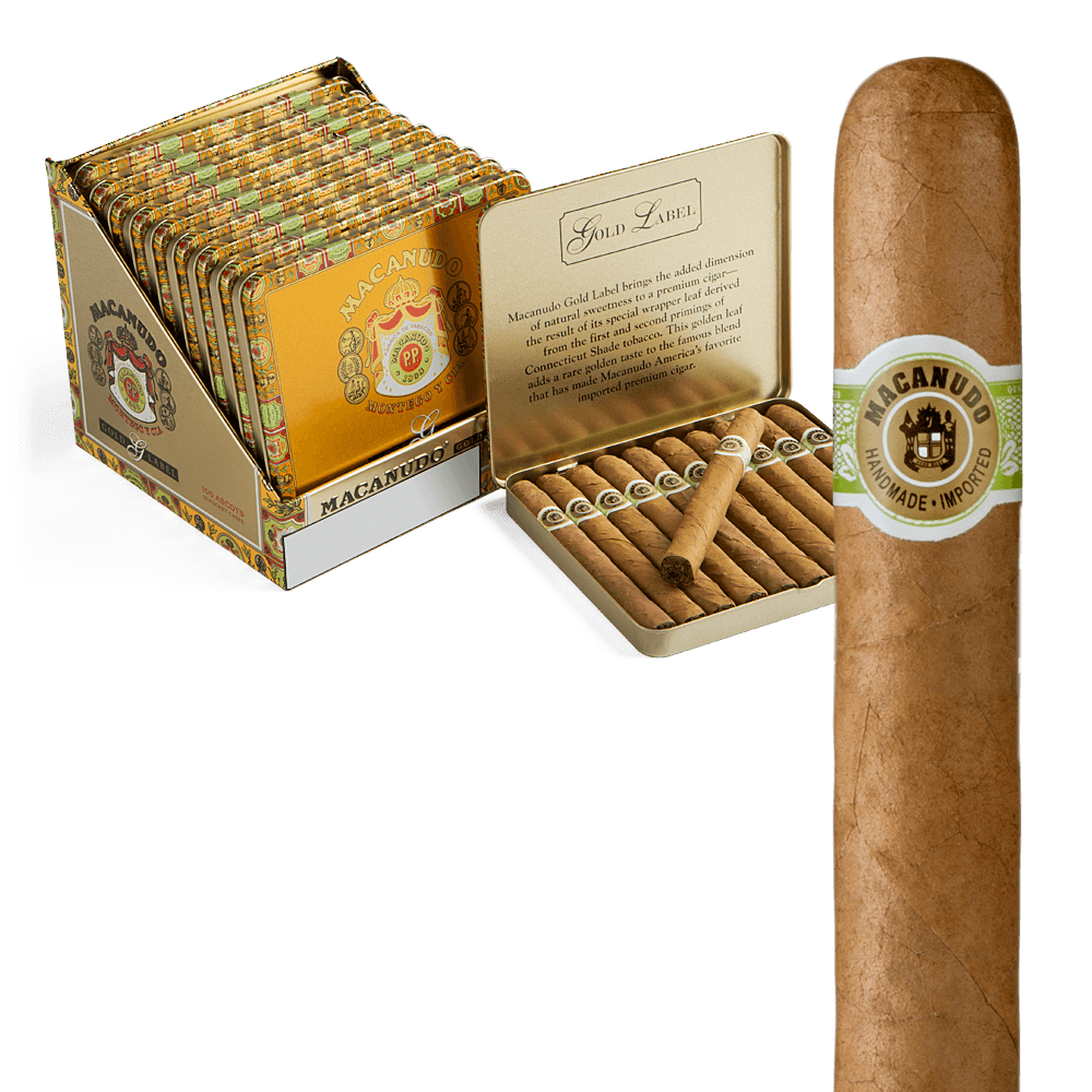 Macanudo Gold Label Ascot 4.25x32 Natural 10 hộp thiếc 10 100 điếu