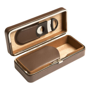 Prestige Cigar Cases Brown 3 Cigar Case with Cutter