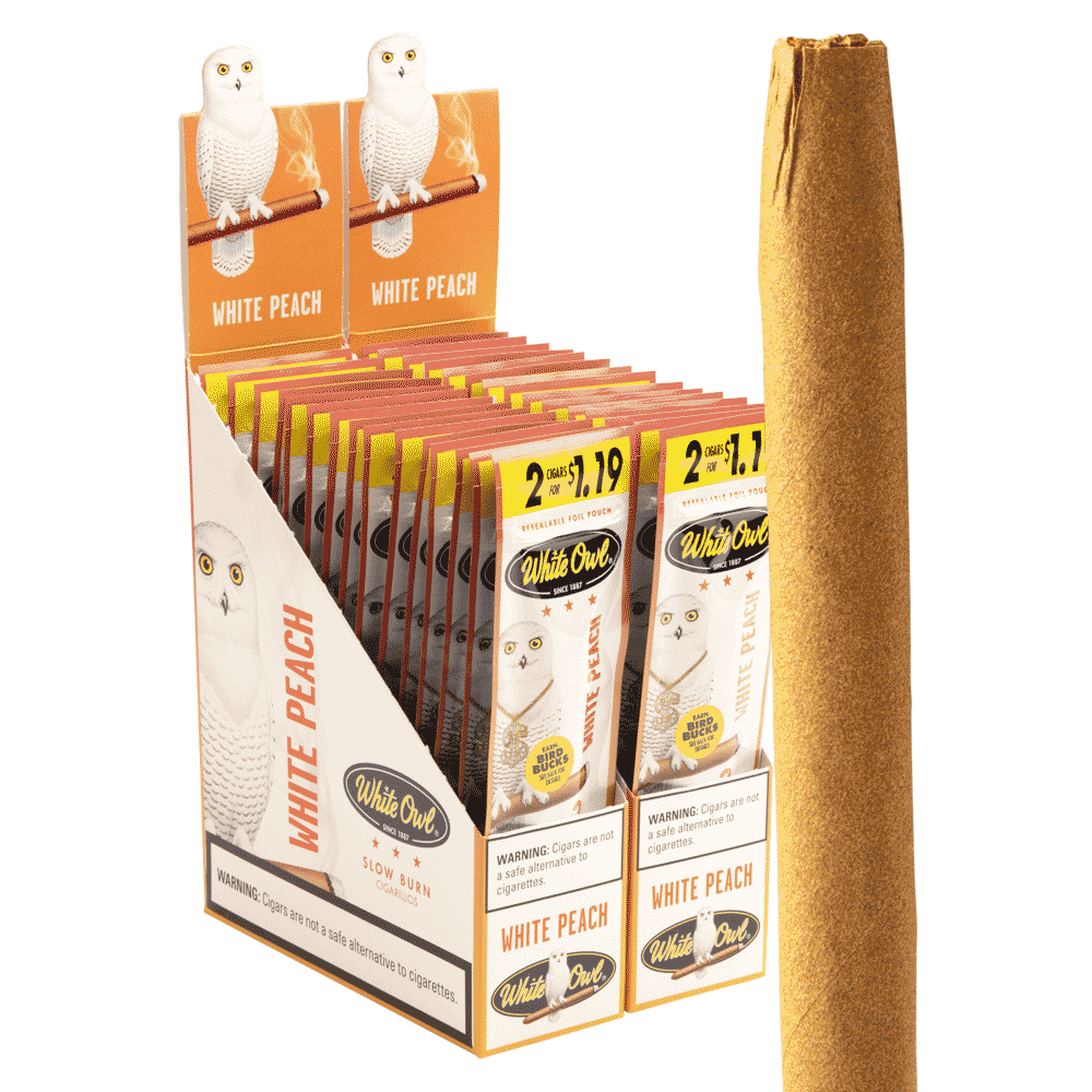 White Owl White Peach Cigarillos 4.37x28 Natural 30 gói 2 60 điếu